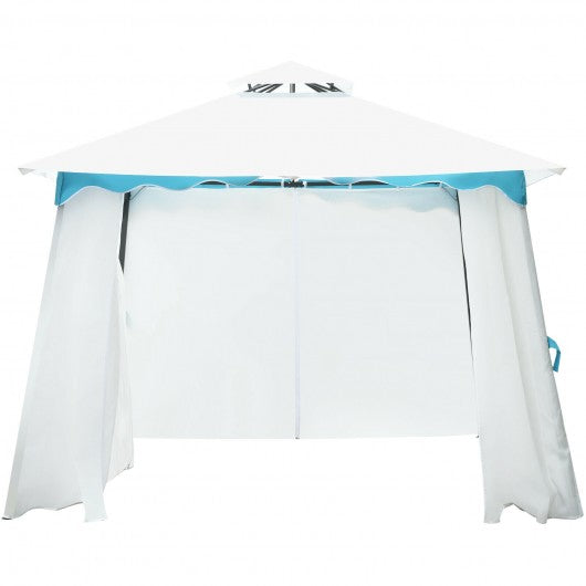 2-Tier 10' x 10' Patio Gazebo Canopy Tent w/ Side Walls