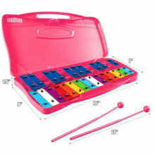 Load image into Gallery viewer, 25 Notes Kids Glockenspiel Chromatic Metal Xylophone-Pink
