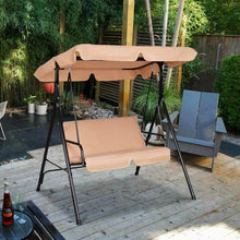 Load image into Gallery viewer, Loveseat Cushioned Patio Steel Frame Swing Glider -Beige
