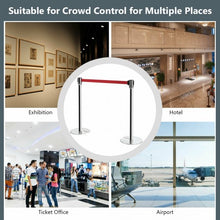 Load image into Gallery viewer, 6 pcs Silver Stanchion Posts Retractable Belt Crowd Control Barrier
