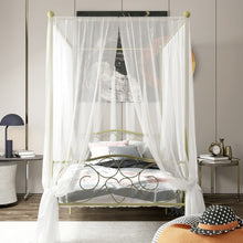 Load image into Gallery viewer, Twin Size Metal Canopy Bed Frame 4 Poster Steel Slats Headboard Footboard-Golden
