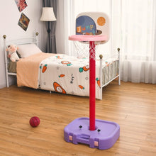 Load image into Gallery viewer, 2 in 1 Kids Basketball Hoop Stand with Ring Toss and Storage Box-Purple
