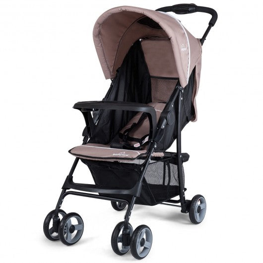 5-Point Safety System Foldable Lightweight Baby Stroller-Coffee