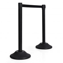 Load image into Gallery viewer, 2 Pcs Stanchion Post Crowd Control Barriers Queue Pole w/Retractable Belt-Black
