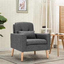 Load image into Gallery viewer, Accent Chair Cushioned Linen Armchair with Waist Pillow Sofa Chair-Gray
