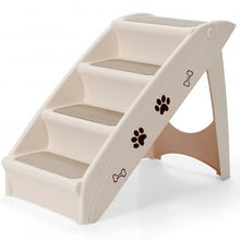 Load image into Gallery viewer, Collapsible Plastic Pet Stairs 4 Step Ladder for Small Dog and Cats-Beige
