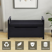 Load image into Gallery viewer, Shoe Bench Hallway Entryway Storage Rack w/ Cushion Seat-Black
