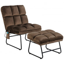 Load image into Gallery viewer, Massage Chair Velvet Accent Sofa Chair with Ottoman and Remote Control-Brown
