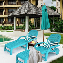 Load image into Gallery viewer, Adjustable Patio Sun Lounger with Weather Resistant Wheels-Turquoise
