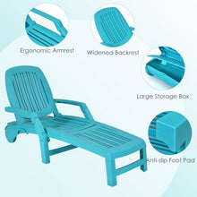 Load image into Gallery viewer, Adjustable Patio Sun Lounger with Weather Resistant Wheels-Turquoise
