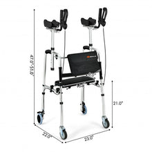 Load image into Gallery viewer, Folding Auxiliary Walker Rollator with Brakes Flip-Up Seat Bag Multifunction-Silver
