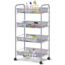 Load image into Gallery viewer, Black/Gray 4 Tier Storage Rack Trolley Cart-Black
