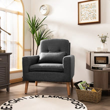 Load image into Gallery viewer, Accent Chair Cushioned Linen Armchair with Waist Pillow Sofa Chair-Gray
