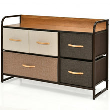 Load image into Gallery viewer, 5-Drawer Dresser Storage Tower with Fold-able Fabric Drawers
