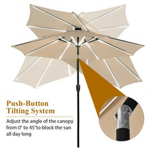 Load image into Gallery viewer, 9Ft Solar LED Market Umbrella with Aluminum Crank Tilt 16 Strip Lights-Beige
