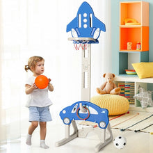 Load image into Gallery viewer, 3-in-1 Basketball Hoop for Kids Adjustable Height Playset with Balls-Blue
