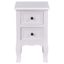 Load image into Gallery viewer, Wood Accent End Nightstand w/ 2 Storage Drawers-White
