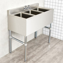 Load image into Gallery viewer, Stainless Steel Utility Sink with 3 Compartment Commercial Kitchen Sink
