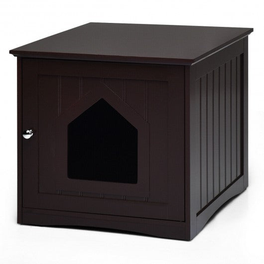 Sidetable Nightstand Weatherproof Multi-function Cat House-Brown