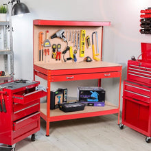 Load image into Gallery viewer, Steel Frame Storage Work Bench with Drawer-Red
