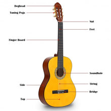 Load image into Gallery viewer, 39&quot; Full Size  6 String Classical Guitar with Bag-Yellow
