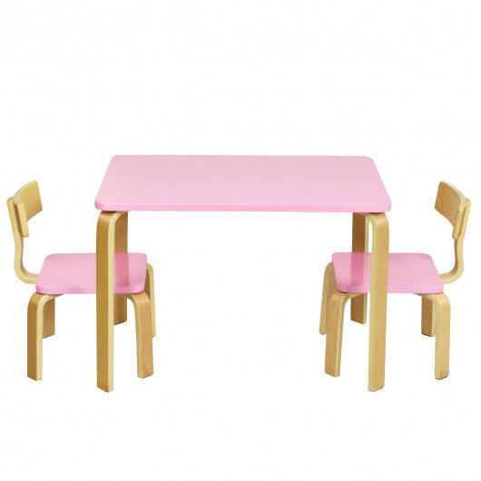 3 Piece Kids Wooden Activity Table and 2 Chairs Set-Pink