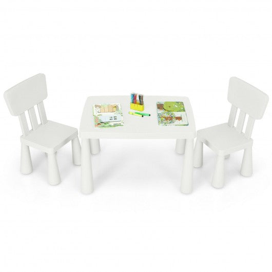 3-Piece Toddler Multi Activity Play Dining Study Kids Table and Chair Set-White