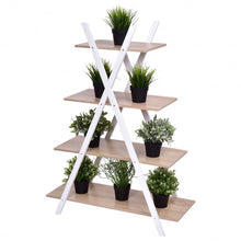 Load image into Gallery viewer, X-Shape 4-Tier Display Shelf Rack Potting Ladder-White
