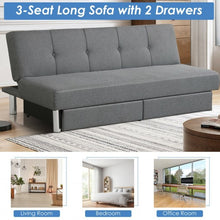 Load image into Gallery viewer, Convertible Futon Sofa Bed Adjustable Couch Sleeper with Two Drawers Grey
