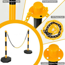 Load image into Gallery viewer, 6 Pack 34&quot; Traffic Delineator Poles with 5FT Chains and Fillable Base-Yellow
