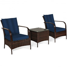 Load image into Gallery viewer, 3 PCS Patio Rattan Furniture Set-Navy
