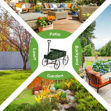 Load image into Gallery viewer, Wooden Wagon Plant Bed With Wheel for Garden Yard-Green
