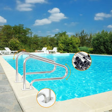 Load image into Gallery viewer, 2 Pcs Stainless Steel Hand Rail Set with Quick Mount Base for Swimming Pool in Summer
