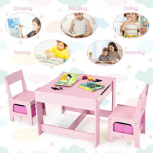 Load image into Gallery viewer, Kids Table Chairs Set With Storage Boxes Blackboard Whiteboard Drawing-Pink
