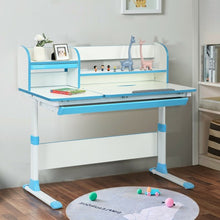 Load image into Gallery viewer, Adjustable Height Study Desk with Drawer and Tilted Desktop for School and Home-Blue
