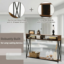 Load image into Gallery viewer, Console Table with Open Shelf and Storage Compartments Steel Frame-Brown
