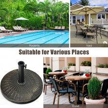 Load image into Gallery viewer, 22Lbs Patio Resin Umbrella Base with Wicker Style for Outdoor Use
