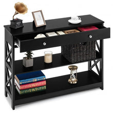 Load image into Gallery viewer, Console Accent Table with Drawer and Shelves -Black
