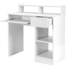 Load image into Gallery viewer, Modern Executive Desk Writing Table with 2-Tier Storage Shelves-White
