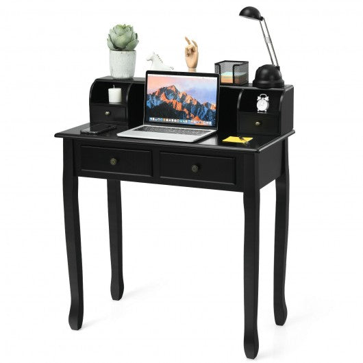 Removable Floating Organizer 2-Tier Mission Home Computer Vanity Desk-Black