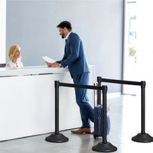 Load image into Gallery viewer, 2 Pcs Stanchion Post Crowd Control Barriers Queue Pole w/Retractable Belt-Black
