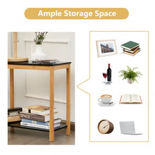 Load image into Gallery viewer, Bamboo Side Table 2-Tier Sofa End Console Table with Storage Shelf Felt Pad for Bedroom
