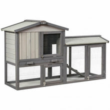 Load image into Gallery viewer, 58&quot; Weatherproof Wooden Rabbit Hutch-Gray
