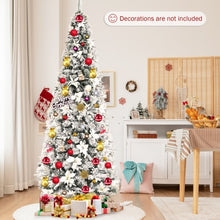 Load image into Gallery viewer, 8 Feet Snow Flocked Christmas Pencil Tree with Berries and Poinsettia Flowers
