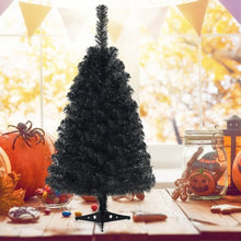 Load image into Gallery viewer, 3 Feet Unlit Artificial Christmas Halloween Mini Tree with Plastic Stand-Black
