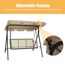 Load image into Gallery viewer, Outdoor Patio Swing Canopy 3 Person Canopy Swing Chair-Brown
