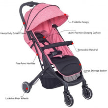 Load image into Gallery viewer, Foldable Lightweight Baby Travel Stroller-Pink
