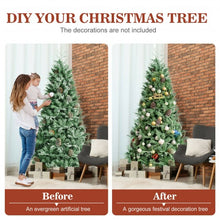 Load image into Gallery viewer, 7 Feet Snow Flocked Artificial Christmas Tree with 1139 Glitter PE and PVC Tips
