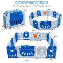 Load image into Gallery viewer, 16-Panel Baby Playpen Safety Play Center with Lockable Gate-Blue
