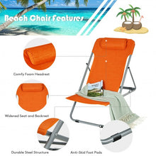 Load image into Gallery viewer, Portable Beach Chair Set of 2 with Headrest -Orange
